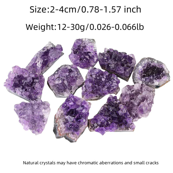 1PC 12-30g Natural Crystal Amethyst Cluster Ornaments Raw Mineral Specimen Crystal Point Reiki Healing DIY Gift Home Decoration