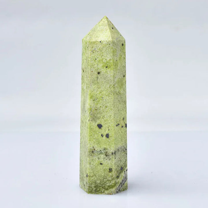 Green Serpentine Crystal Point Tower