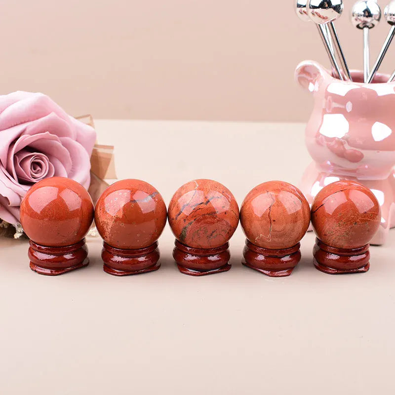 3cm Natural Red Jasper Polished Crystal Ball  Energy Stone Mineral Gemstone Sphere Ornaments For Home Decoration Gifts