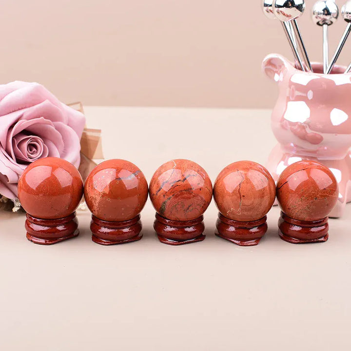 3cm Natural Red Jasper Polished Crystal Ball  Energy Stone Mineral Gemstone Sphere Ornaments For Home Decoration Gifts
