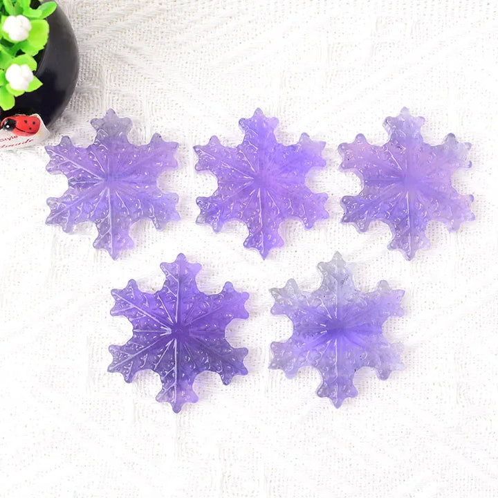 1PC Natural Crystal Carving Fluorite Snowflake Crystal Ornaments Reiki Gemstone Crafts Home Decoration DIY Gift