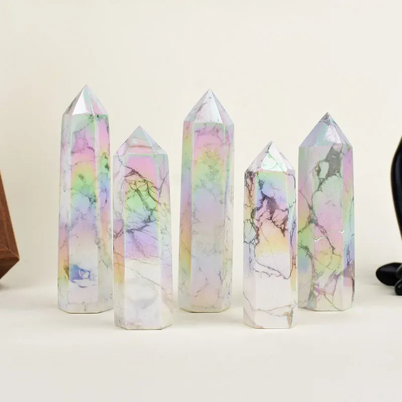 Aura White Turquoise Crystal Point Tower