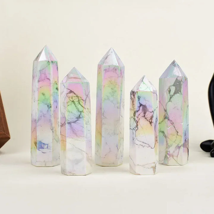 Aura White Turquoise Crystal Point Tower