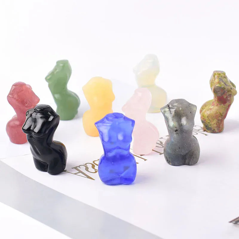 1PC Natural Crystal Carved Female Model Healing Crystal Figurines Reiki Gemstone Crafts Home Decoration Men and Women Gift