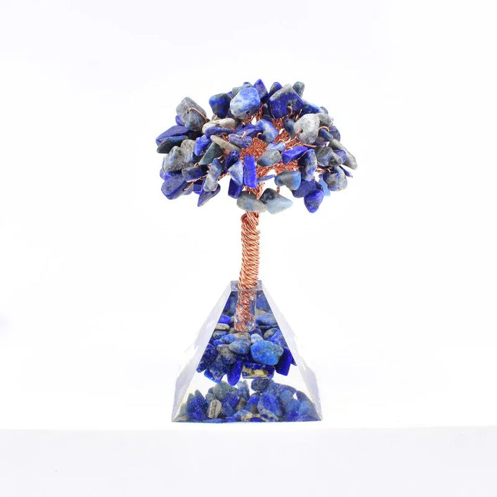 Natural Crystal Stone Resin Craftwork Pyramid Tree Specimen Agate Reiki Healing Home Decoration Ornaments Lucky Tree DIY Gift