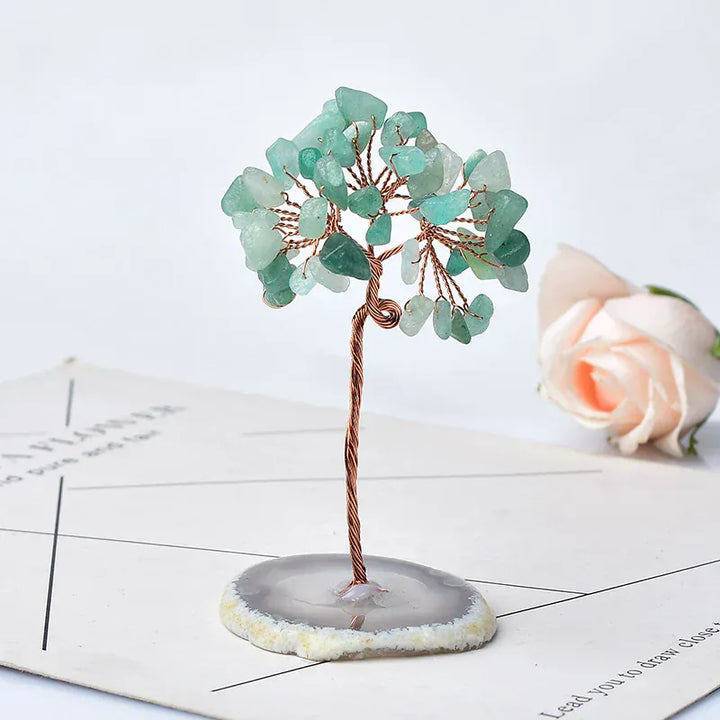 1PC Natural Crystal Tree Amethyst Rose Quartz Aquamarine Agate Lucky Tree Reiki Healing Home Decoration Ornaments Souvenir Gift