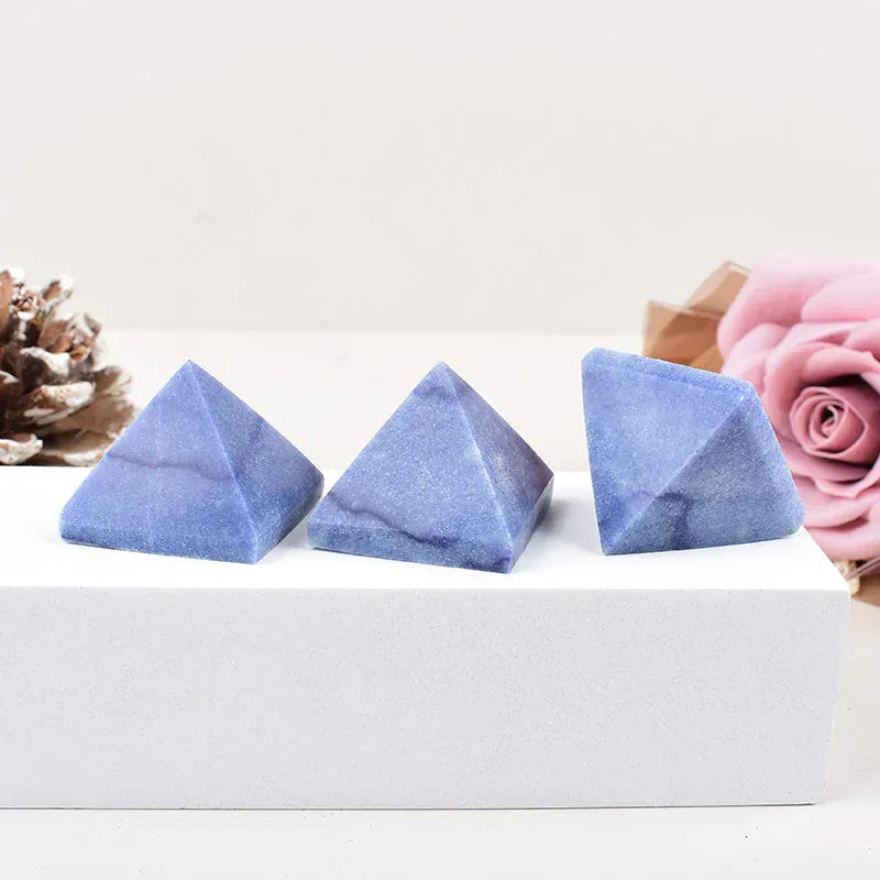 1PC Natural Blue Aventurine Polished Crystal Pyramid Healing Stone Energy Tower Crystal Simple Ornaments For Home Decoration