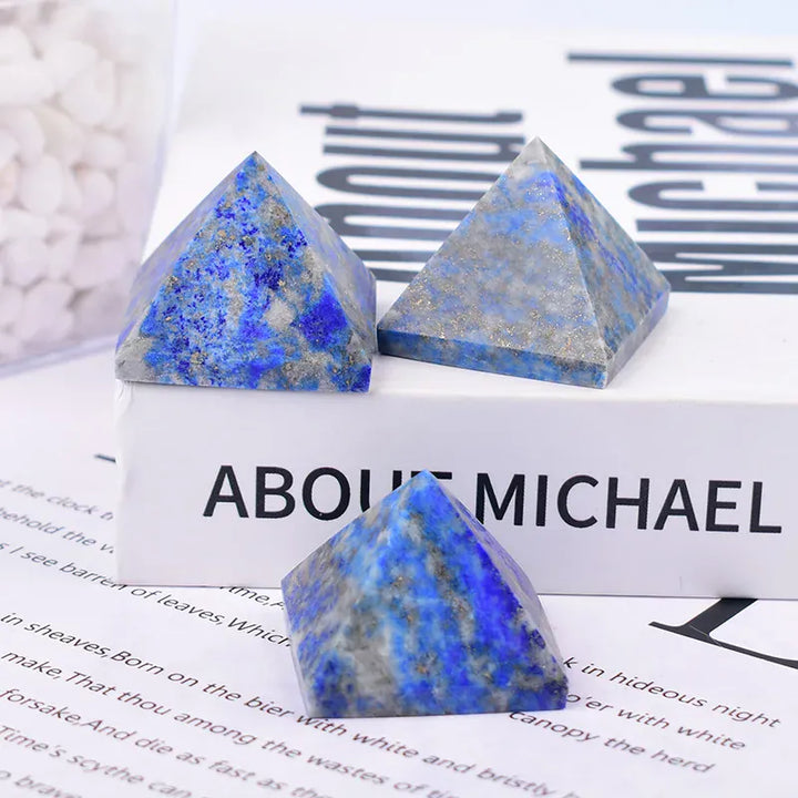 1Pc Natural Lapis Lazuli Polished Crystal Pyramid Healing Stone Energy Tower Meditation Simple Ornaments For Home Decoration