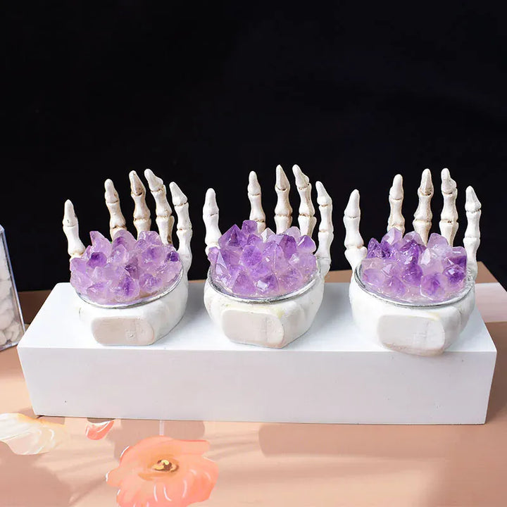 1 Pc Natural Amethyst Cluster Skull Hand Decorated With Reiki Crystals Makes Handmade Home Decor gifts