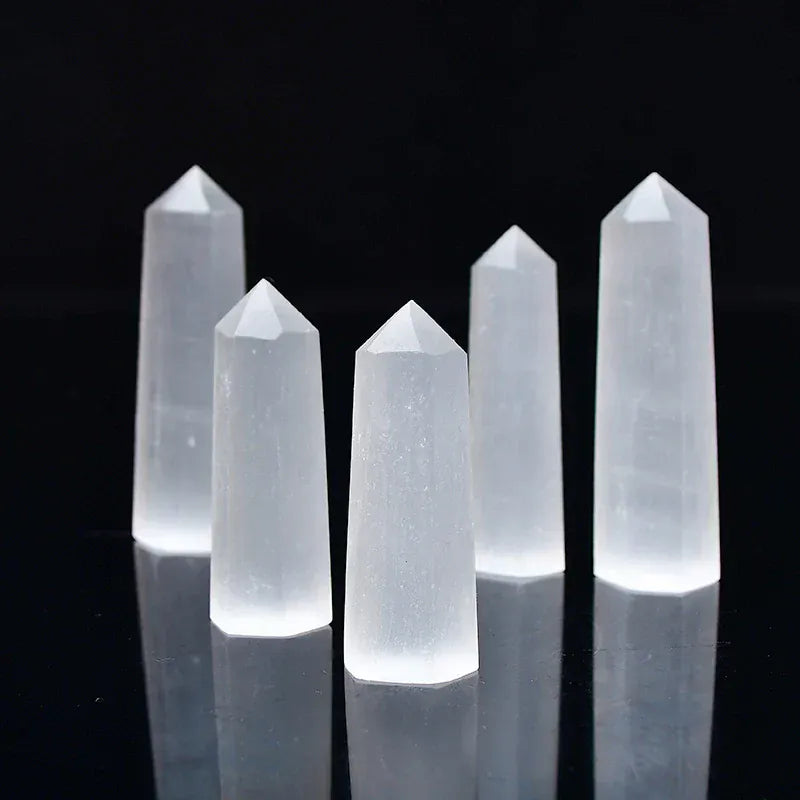 Natural Selenite Crystal Point Tower