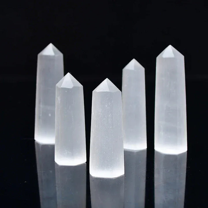 Natural Selenite Crystal Point Tower