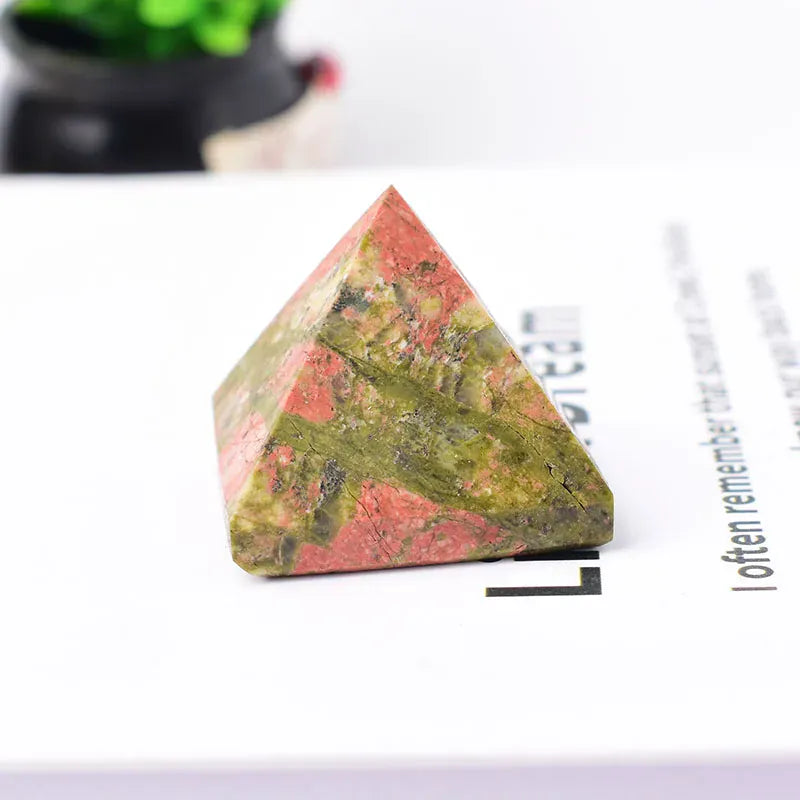 Natural Crystal Unakite Polished Pyramid Reiki Healing Stone Chakra Reiki Meditation Crystal Tower Home Decor Crafts