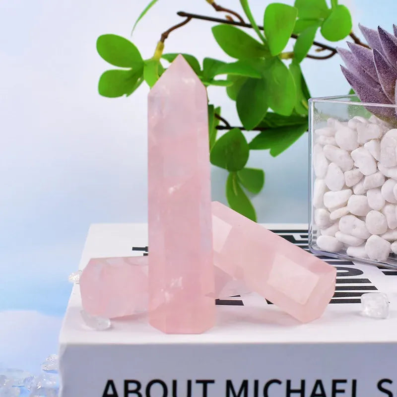 Rose Quartz Crystal Point Tower