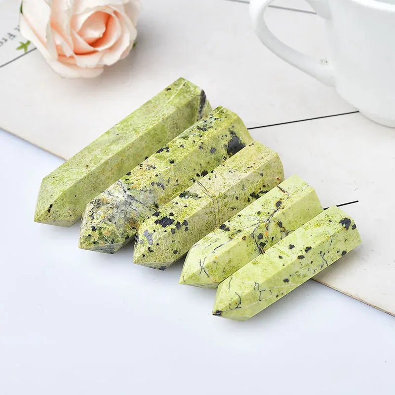 Green Serpentine Crystal Point Tower