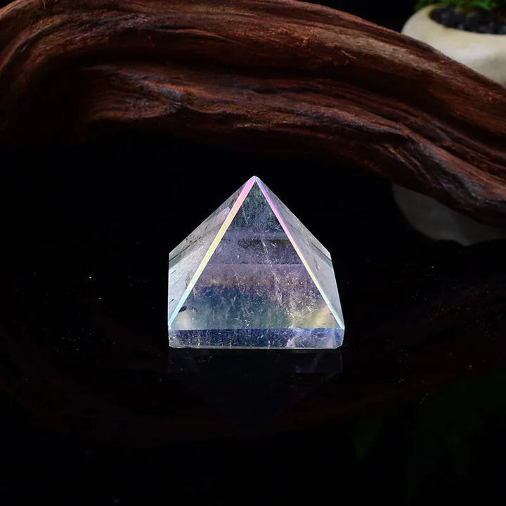 1PC Natural Clear Quartz Electroplating Aura Pyramid Crystal Healing Stone Energy Tower Simple Ornaments For Home Decoration