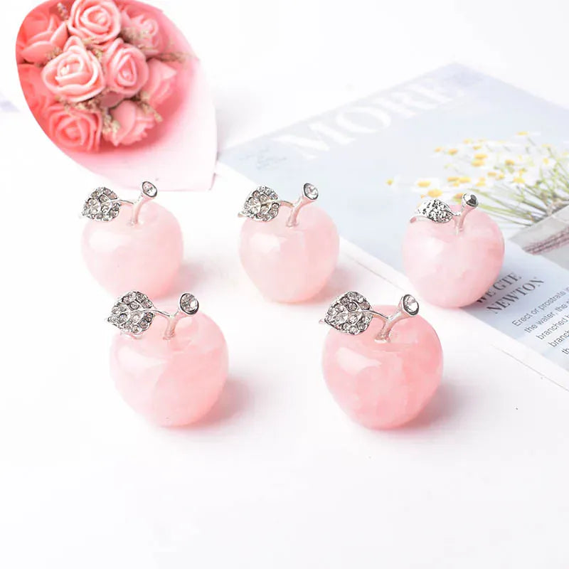 Natural Crystal Rose Quartz Powder Pink Apple Home Decor Valentine's Day/Christmas present DIY gift Polished Healing Stone