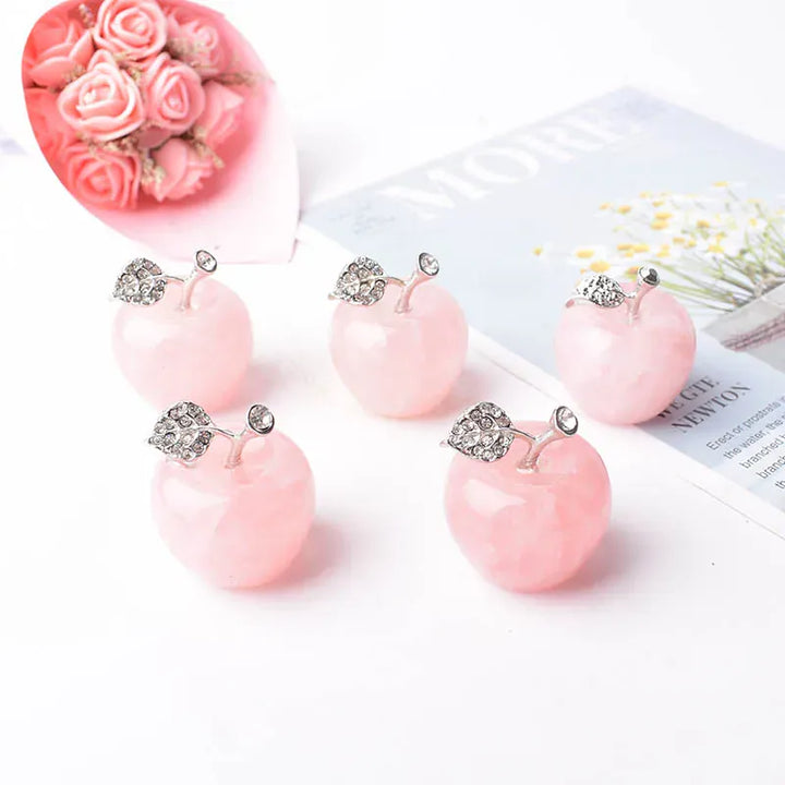 Natural Crystal Rose Quartz Powder Pink Apple Home Decor Valentine's Day/Christmas present DIY gift Polished Healing Stone