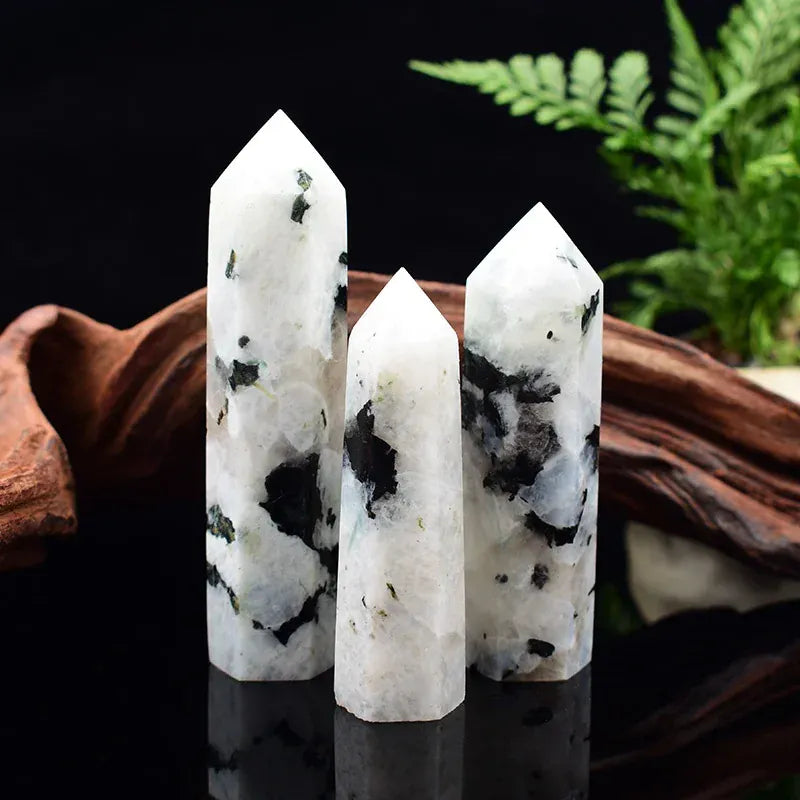 Natural Moonstone Crystal Obelisk Point Mineral Specimen Crafts Stone Beautiful Ornament Home Decor Pyramid Souvenir DIY Gift