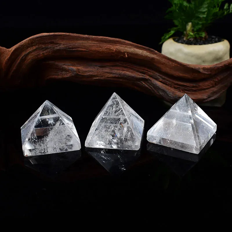 1Pc Natural Clear Quartz Polished Crystal Pyramid Reiki Healing Stone Reiki Meditation Crystal Tower For Home Decoration