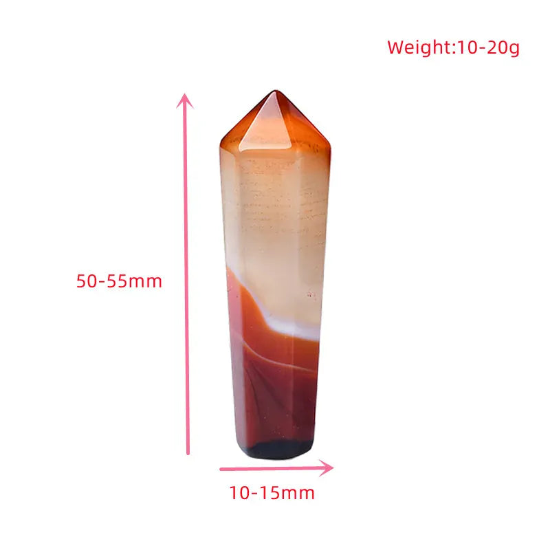 1PC Natural Carnelian Hexagonal Column Sardonyx Crystal Point Red Agate Healing Stone Tower Mineral Crystal Home Decoration