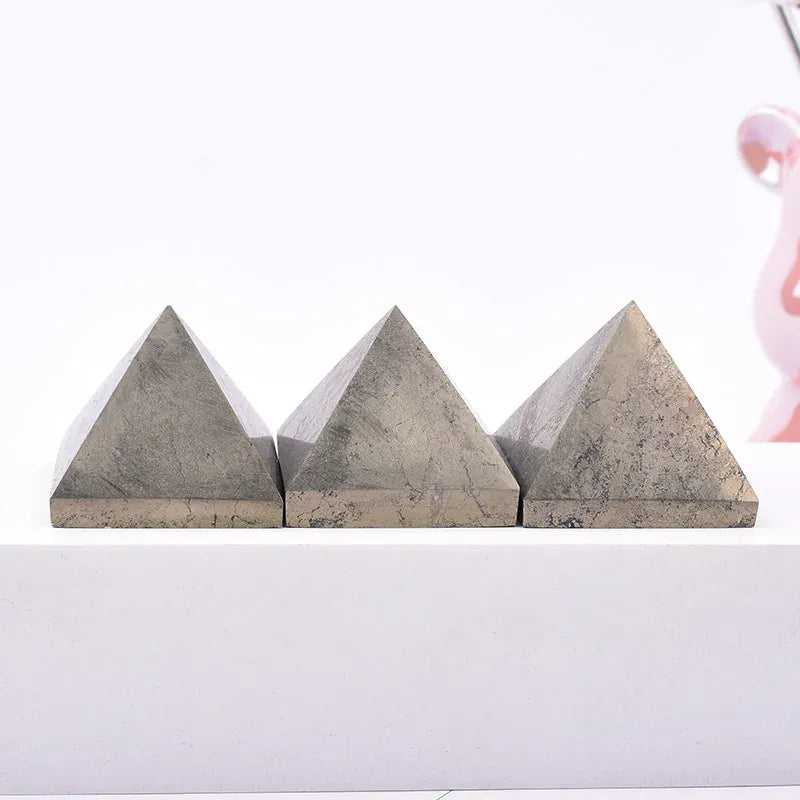 1PC Natural Pyrite Polished Crystal Pyramid Healing Stone Energy Tower Simple Crystal Ornaments For Home Decoration Gifts
