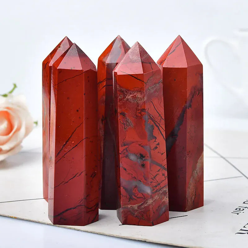 Natural Red jasper Crystal Point Tower