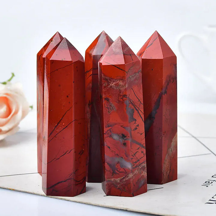 Natural Red jasper Crystal Point Tower
