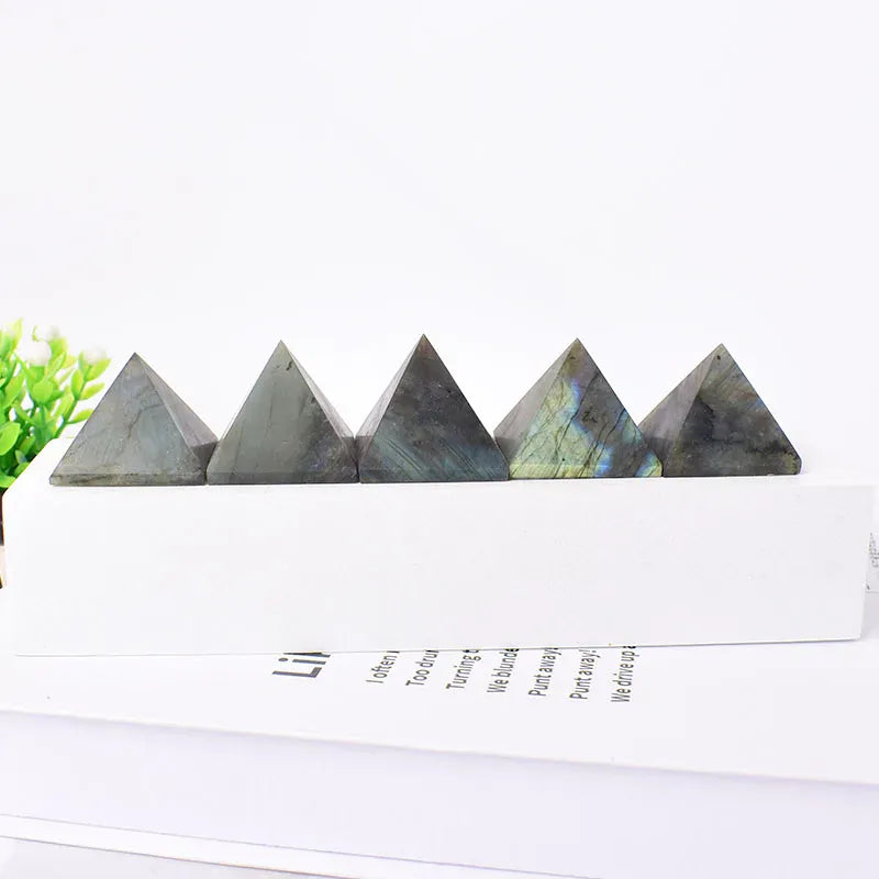Natural Crystal Polished Labradorite Pyramid Healing Stone Chakra Reiki Crystal Tower Home Decor Meditation Ore Mineral Gift