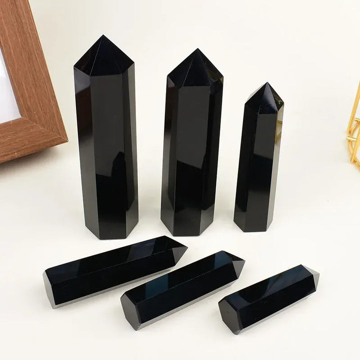 1Pc Natural Obsidian Crystal Obelisk Point Mineral Specimen Crafts Stone Beautiful Ornament Home Decor Pyramid Souvenir Gift