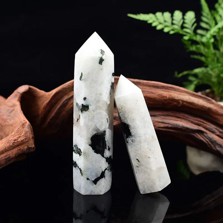 Natural Moonstone Crystal Obelisk Point Mineral Specimen Crafts Stone Beautiful Ornament Home Decor Pyramid Souvenir DIY Gift