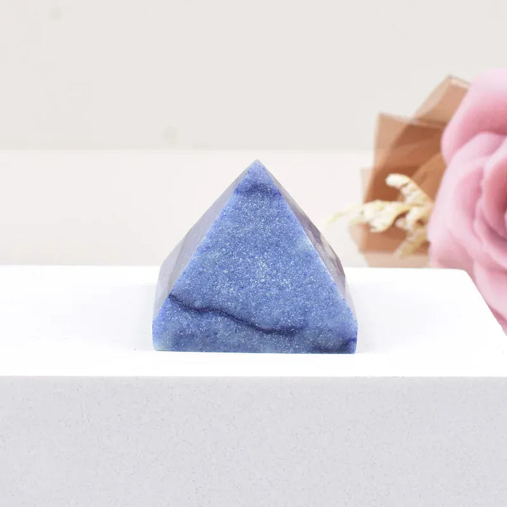 1PC Natural Blue Aventurine Polished Crystal Pyramid Healing Stone Energy Tower Crystal Simple Ornaments For Home Decoration