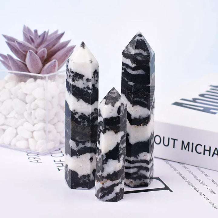 Zebra Stone Crystal Point Tower