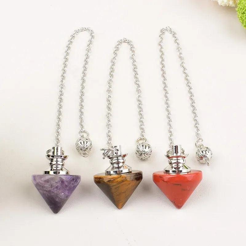 1PC Reiki Healing Natural Crystal Stone Pendulum Crafts Cone Crystal Point for Dowsing Mineral Jewelry Amulet DIY Gift