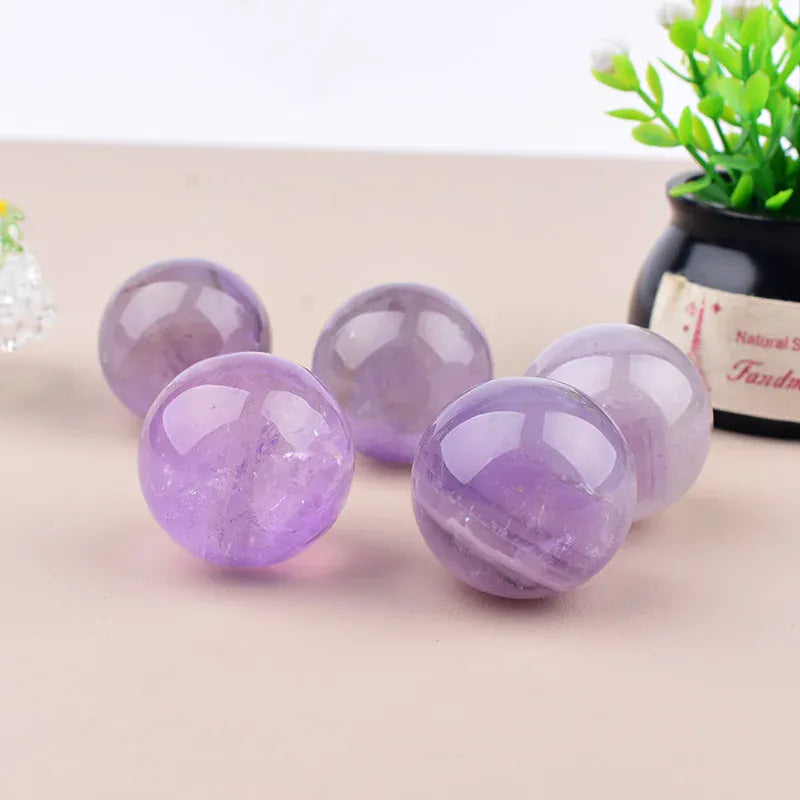 Natural Light Purple Crystal Ball Ornament Decorative Piece for Home Accessories