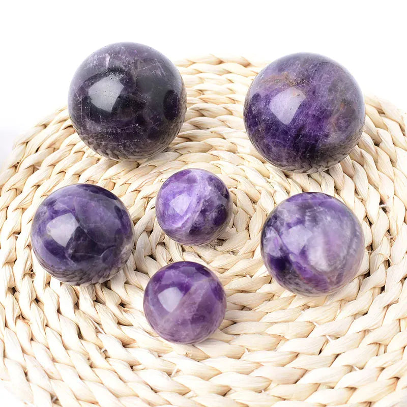 Natural Crystal Amethyst Polished Crystal Ball Reiki Healing Stone Home Decoration Energy Ball Mineral Meditation Ornament Gift