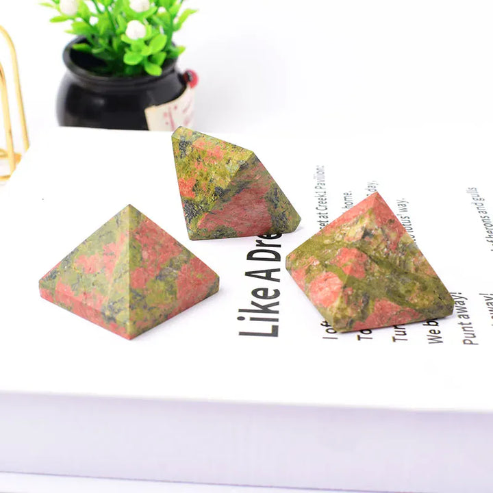 Natural Crystal Unakite Polished Pyramid Reiki Healing Stone Chakra Reiki Meditation Crystal Tower Home Decor Crafts