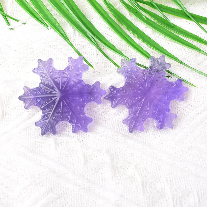 1PC Natural Crystal Carving Fluorite Snowflake Crystal Ornaments Reiki Gemstone Crafts Home Decoration DIY Gift