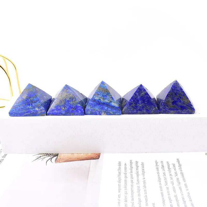 Natural Crystal Polished Lapis Lazuli Pyramid Healing Stone Reiki Energy Tower Meditation Ornaments Natural Stone Carved Tower
