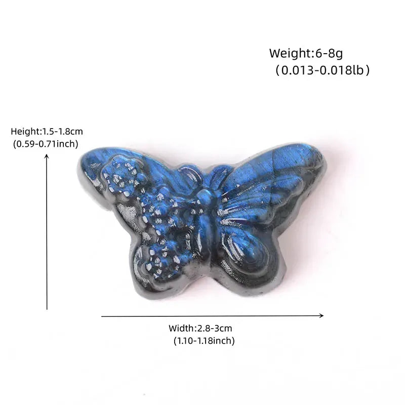 1PC Natural Crystal Labradorite Hand Carved Butterfly Animals Figurine Reiki Healing Stone Crystal Crafts For Home Decorations