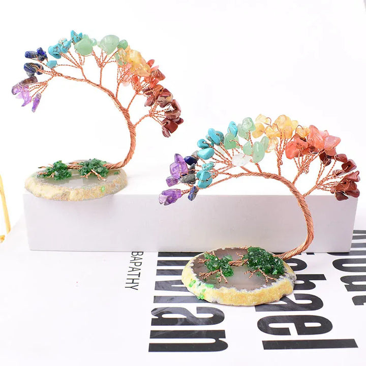 1PC Natural Crystal Hand Made Colour Crystal Tree Specimen Agate Home Decoration Ornaments Lucky Tree DIY gifts Souvenir Gift