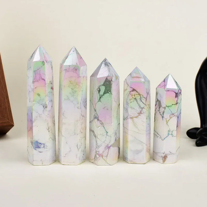 Aura White Turquoise Crystal Point Tower