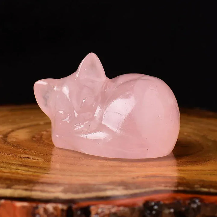 1PC Natural Crystal Carved Sleep Cat Healing Stone Figurines Reiki Gemstone Crafts Home Decoration Children DIY Gift