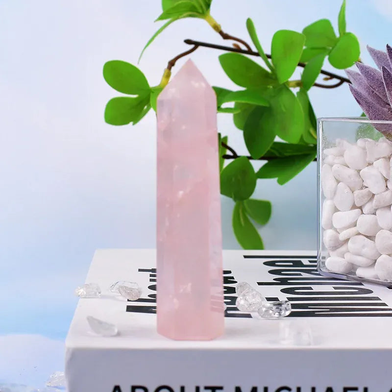 Rose Quartz Crystal Point Tower