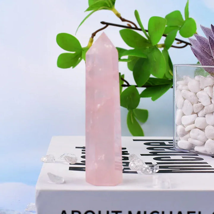 Rose Quartz Crystal Point Tower