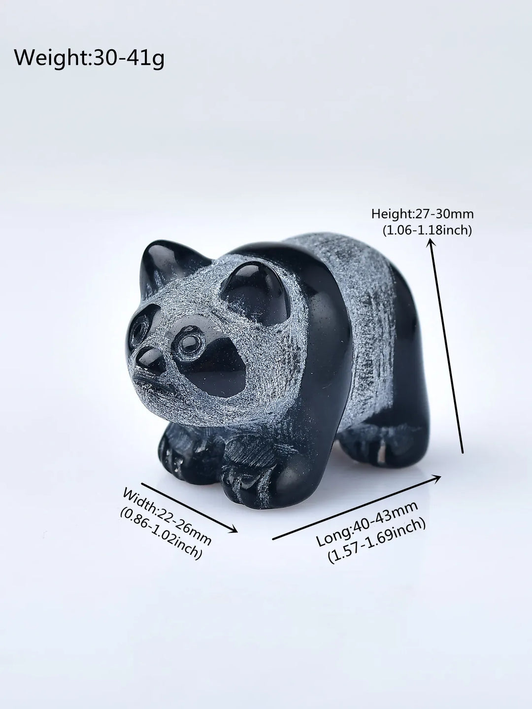 1Pc Natural Crystal Carved Obsidian China Bear Panda Figurine Animals Ornaments Crafts Small Decoration Home Decor Souvenir