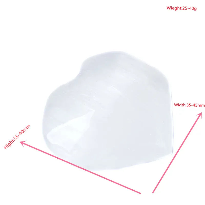Natural Selenite Heart Shaped Hand Carved Polished Love Crystal Reiki Healing Stone Souvenir Home Decoration Collectible Gift