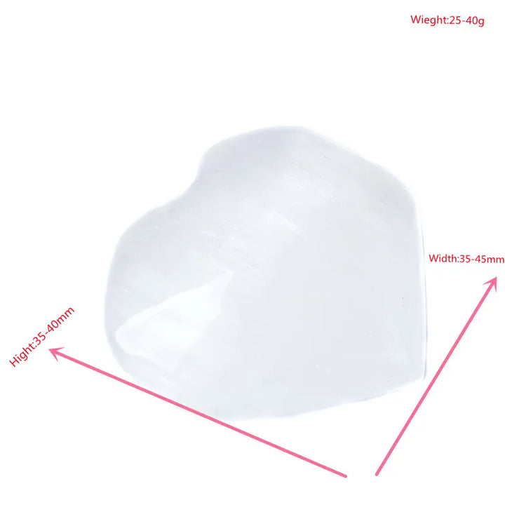 Natural Selenite Heart Shaped Hand Carved Polished Love Crystal Reiki Healing Stone Souvenir Home Decoration Collectible Gift