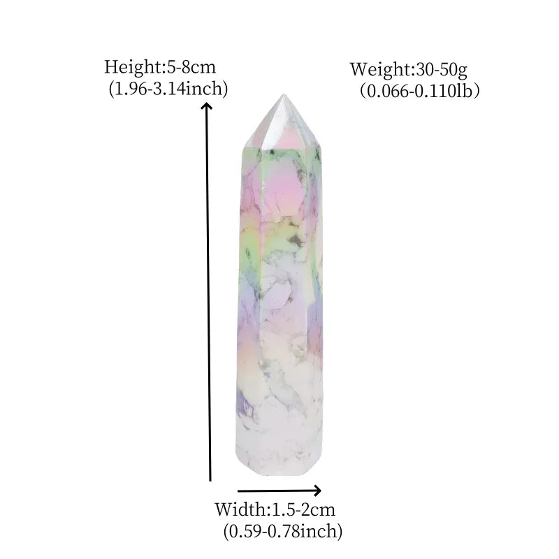 Aura White Turquoise Crystal Point Tower