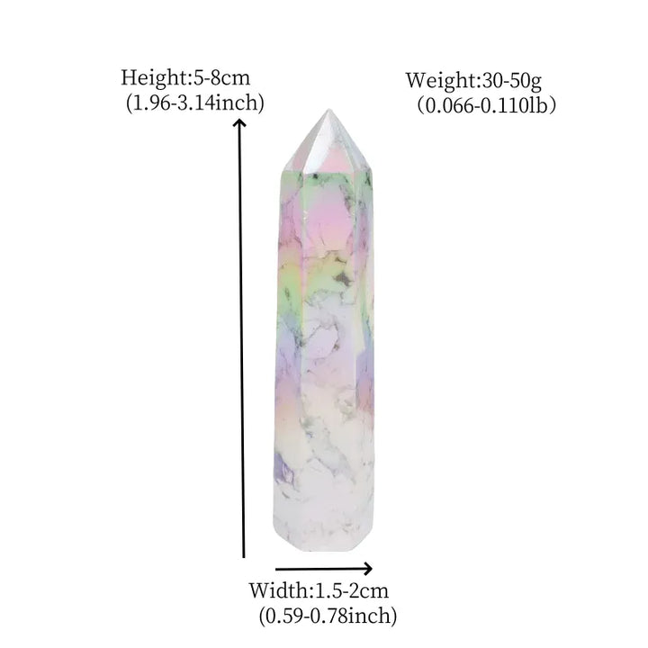 Aura White Turquoise Crystal Point Tower