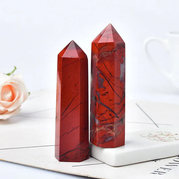 Natural Red jasper Crystal Point Tower